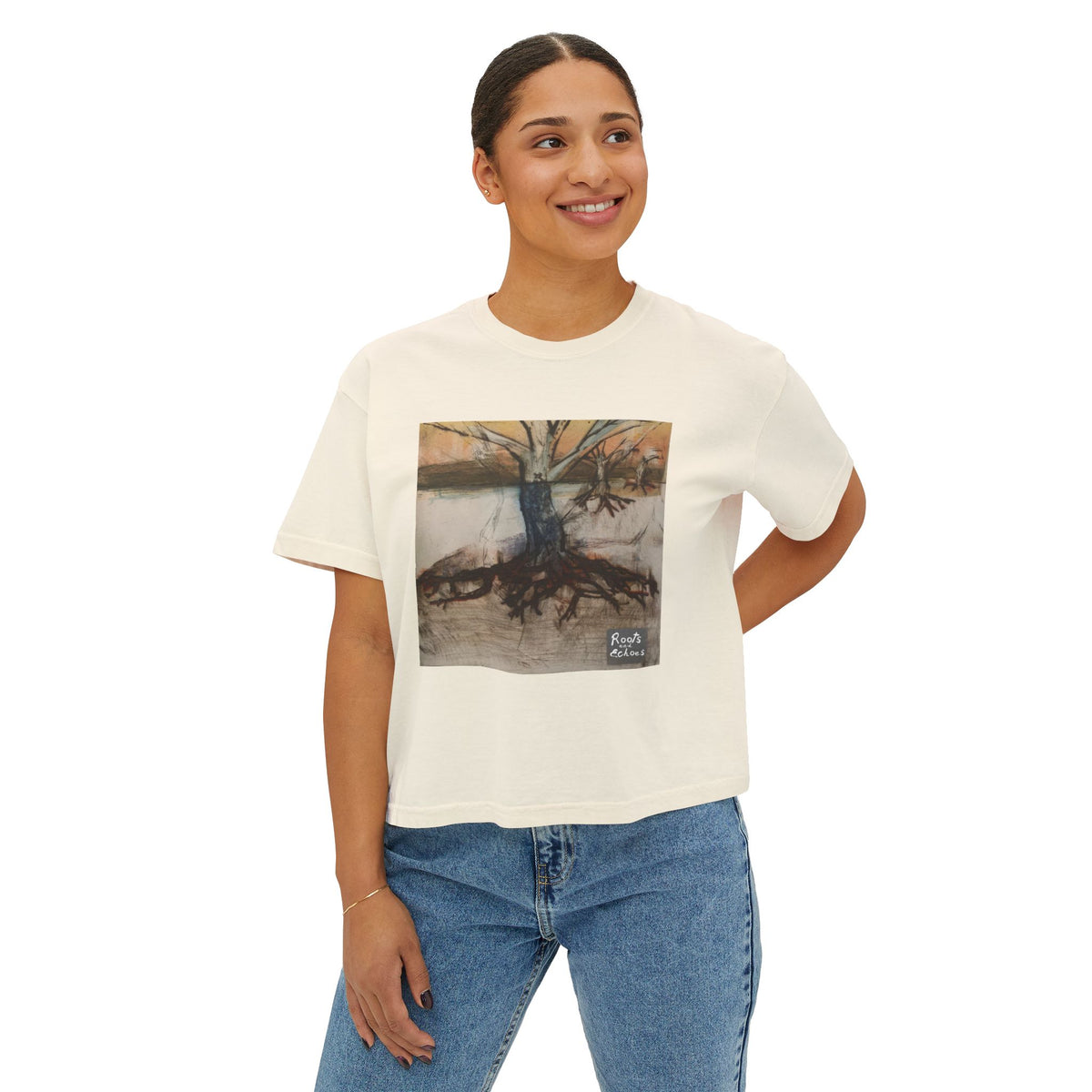 Tree with Exposed Roots Tee | Illustrated nature art, lyric back print